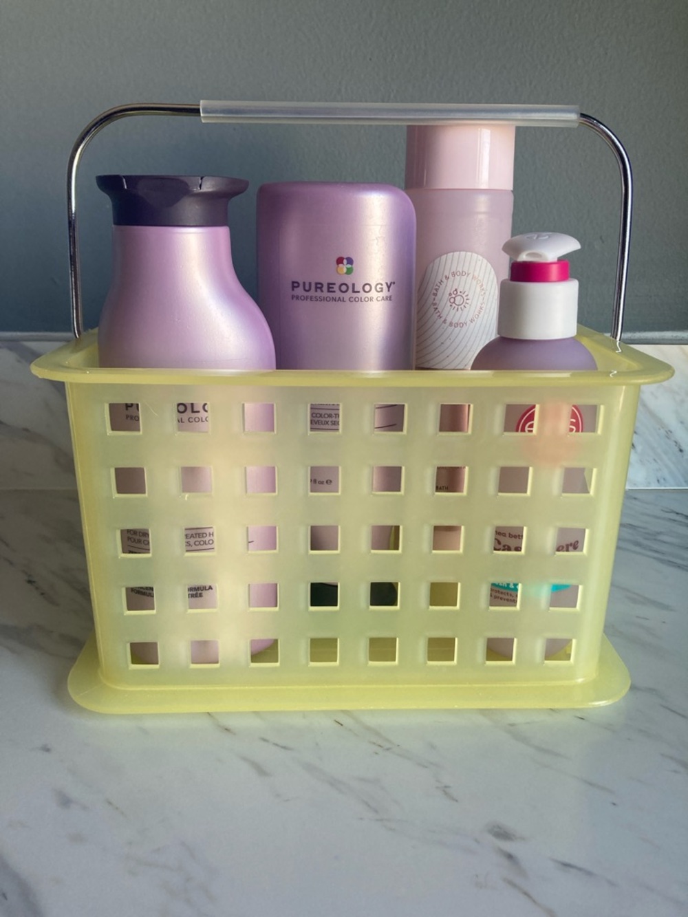 Y2K Pale Yellow Basket Shower Caddy